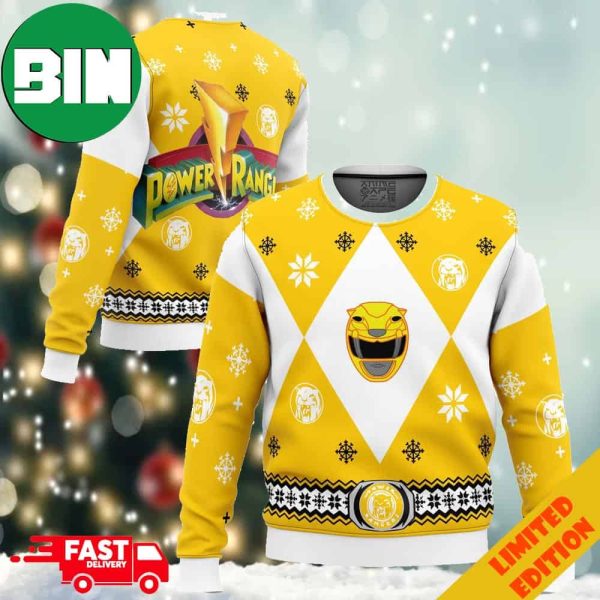 Mighty Morphin Power Rangers Yellow Ugly Christmas Sweater For Men And Women