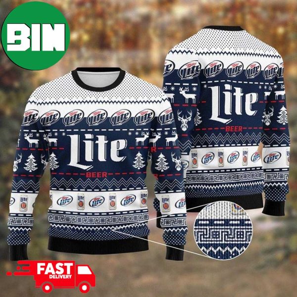 Miller Lite Navy 2023 Christmas Gift Ugly Christmas Sweater