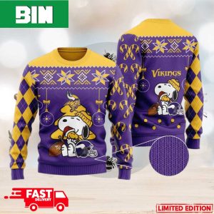 Minnesota Vikings Funny Charlie Brown Peanuts Snoopy Ugly Christmas Sweater For Men And Women