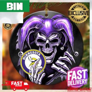 Minnesota Vikings NFL Skull Joker Custom Name 2023 Holiday Gifts Christmas Decorations Ornament For Fans