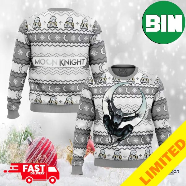 Moon Knight Logo And Pixel Characters Marvel Studios 2023 For Men And Women Ugly Sweater