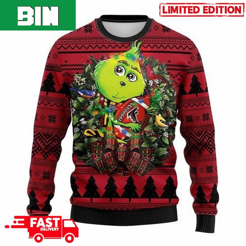 Atlanta Falcons Grinch Hug Christmas AOP Sweater