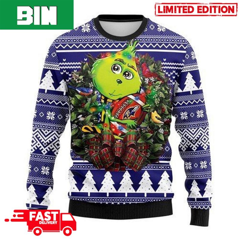 NFL Baltimore Ravens Groot hug ugly christmas sweater - USALast