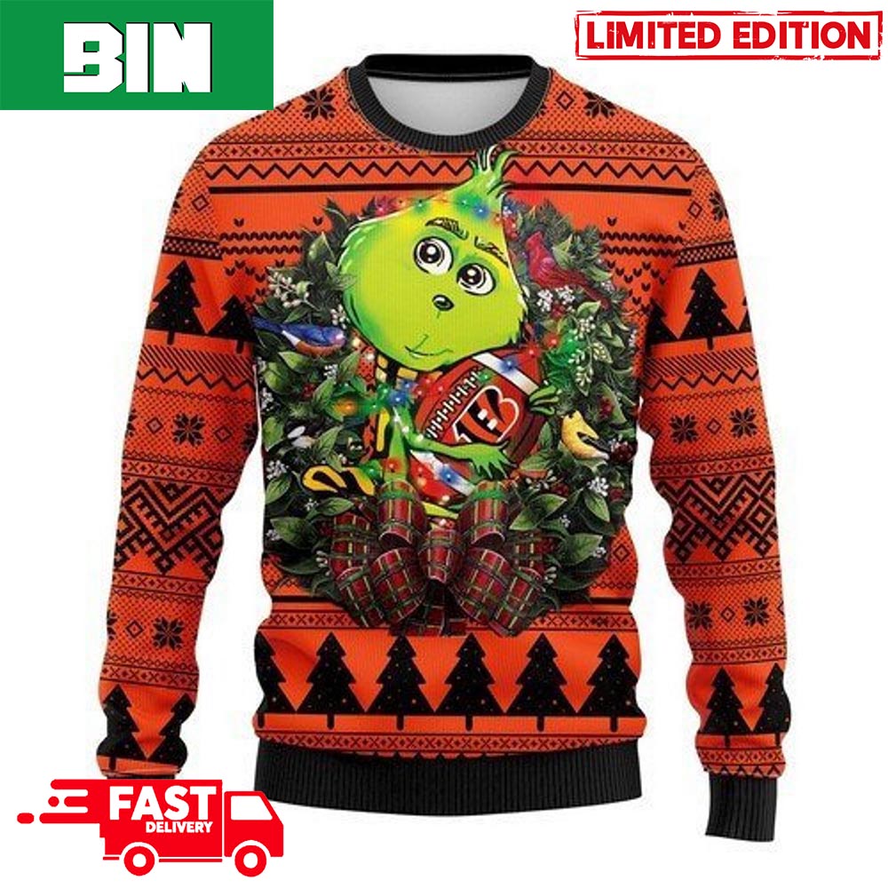 NFL Grinch Cincinnati Bengals Ugly Christmas Sweater - LIMITED EDITION