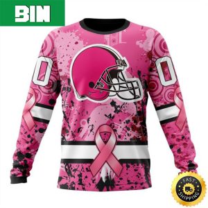 NFL Cleveland Browns Can In October We Wear Pink Breast Cancer Gift For Football Fans Ugly Sweater