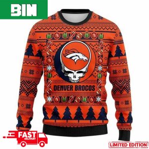 NFL Denver Brocos Grateful Dead For Holiday 2023 Xmas Gift For Men And Women Funny Ugly Sweater