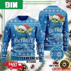 NFL Detroit Lions Cute Baby Yoda Ugly Sweater For Men And Women