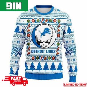NFL Detroit Lions Grateful Dead For Holiday 2023 Xmas Gift For Men And Women Funny Ugly Sweater