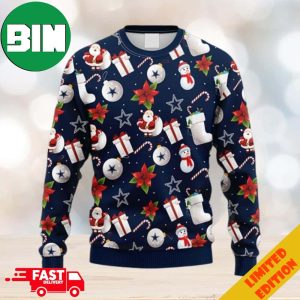 NFL Fans Dallas Cowboys Santa Claus Snowman Christmas Ugly Sweater For Men And Women