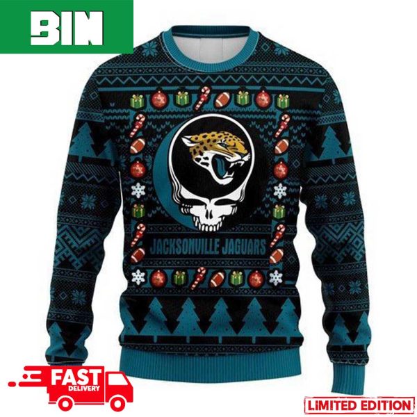 NFL Jacksonville Jaguars Grateful Dead For Holiday 2023 Xmas Gift For Men And Women Funny Ugly Sweater