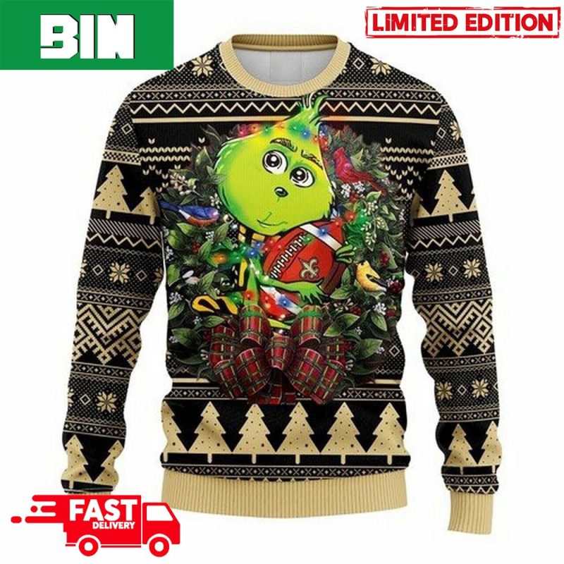 New Orleans Saints Grinch Christmas Sweater - YesItCustom