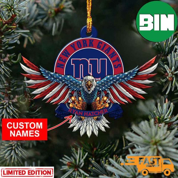 NFL New York Giants Xmas American US Eagle Personalized Name Ornament
