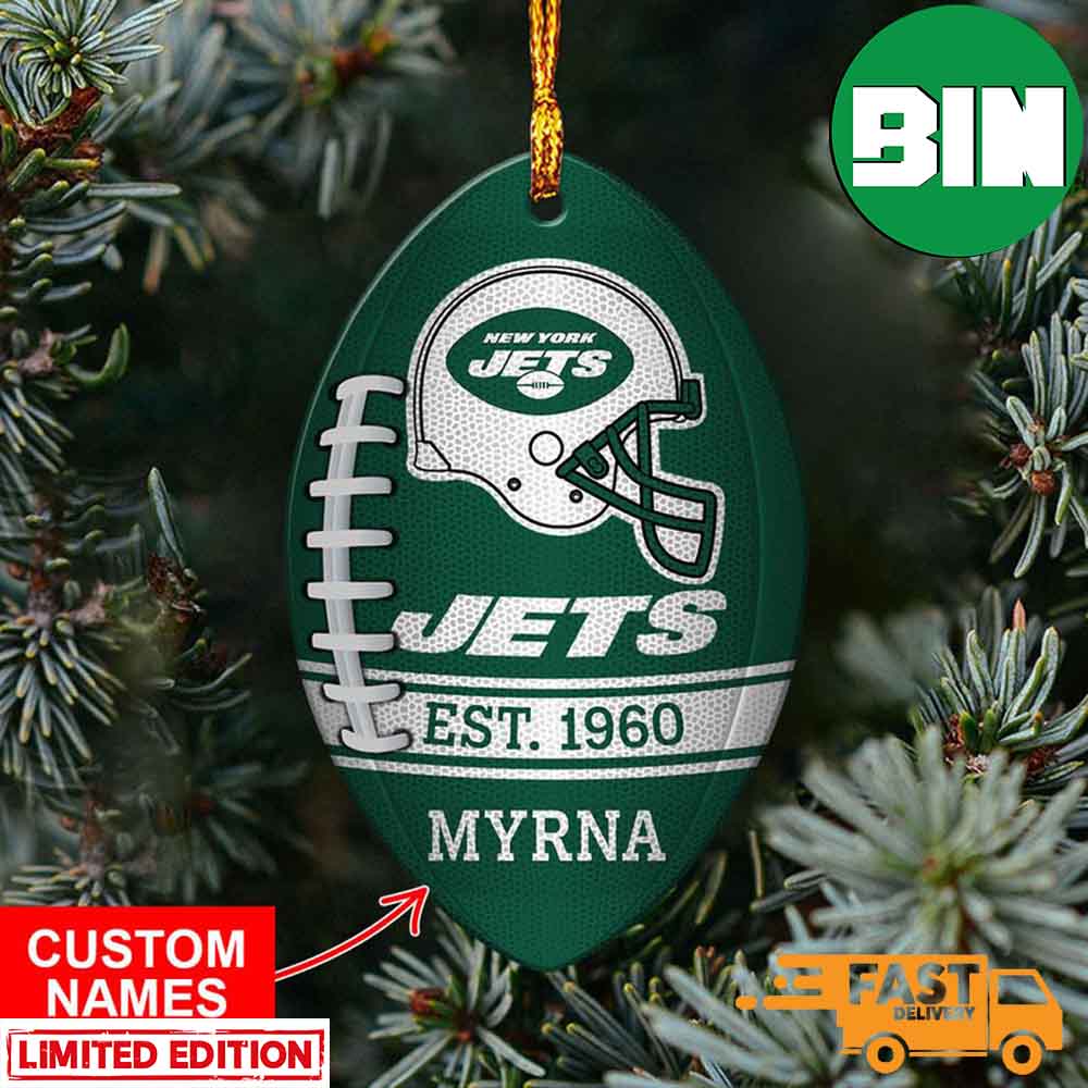 NFL New York Jets Personalized Premium Glass Ornament