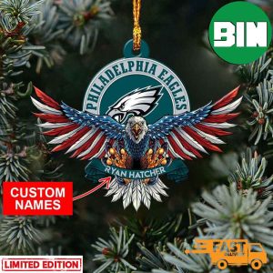NFL Philadelphia Eagles Xmas American US Eagle Personalized Name Ornament