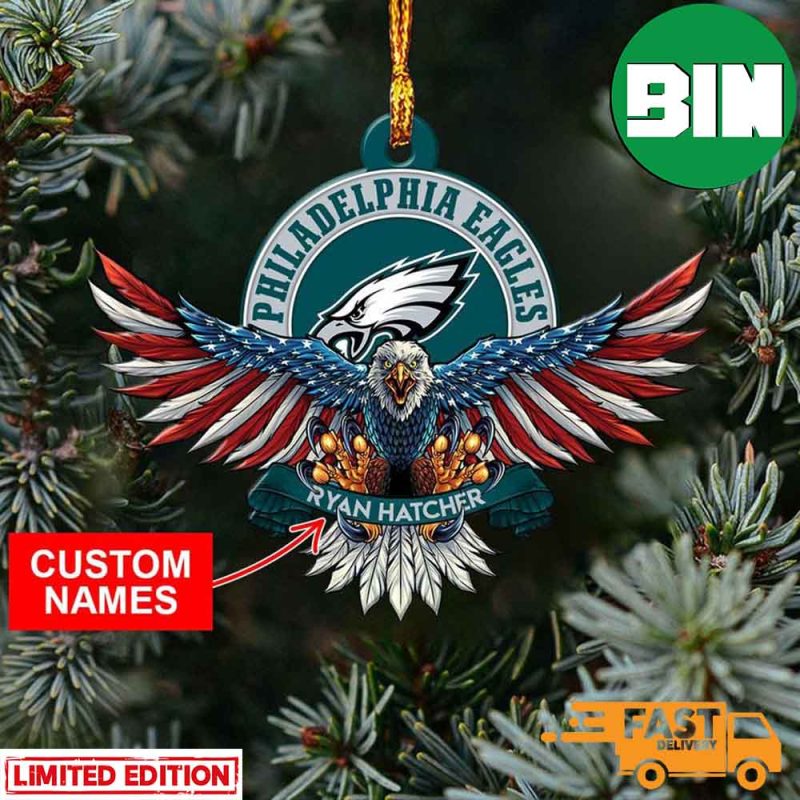 NFL Philadelphia Eagles Xmas American US Eagle Personalized Name Ornament -  Binteez