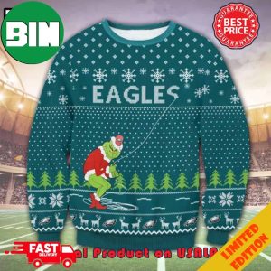 NFL Philadelphia Eagles x The Grinch Snowflakes Christmas 2023 Gift For Fans Ugly Sweater