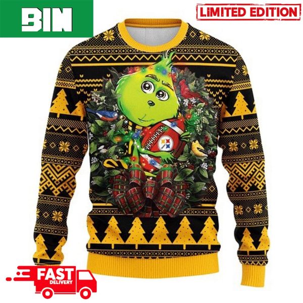 NFL Pittsburgh Steelers Grinch Hug 2023 Xmas Gift Ugly Sweater