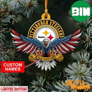 NFL Pittsburgh Steelers Xmas American US Eagle Personalized Name Ornament