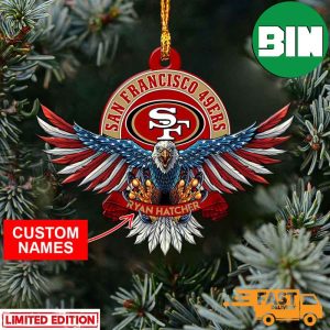 NFL San Francisco 49ers Xmas American US Eagle Personalized Name Ornament