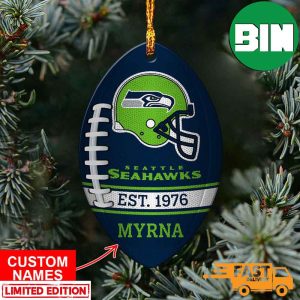 NFL Seattle Seahawks Xmas Custom Name Tree Decorations Ornament