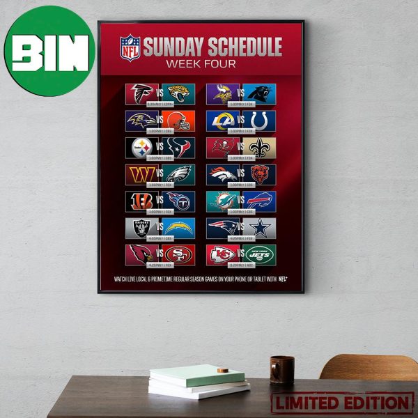 NFL Sunday Schedule 2023 Week 4 Home Decor Poster Canvas