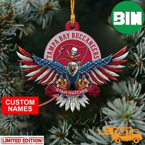 NFL Tampa Bay Buccaneers Xmas American US Eagle Personalized Name Ornament