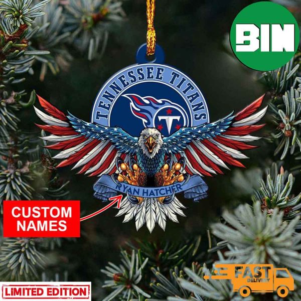 NFL Tennessee Titans Xmas American US Eagle Personalized Name Ornament