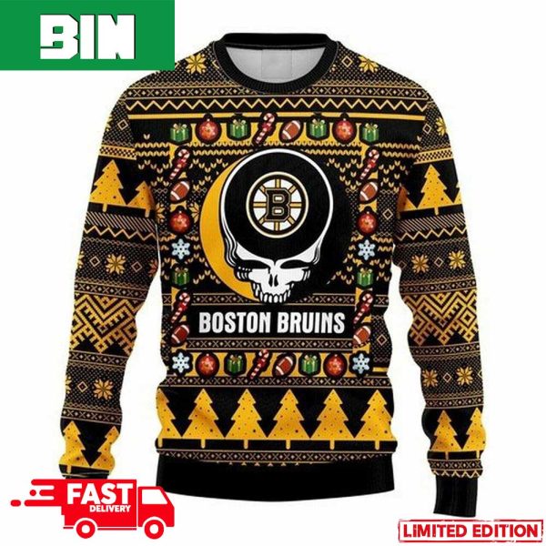 NHL Boston Bruins Grateful Dead For Holiday 2023 Xmas Gift For Men And Women Funny Ugly Sweater