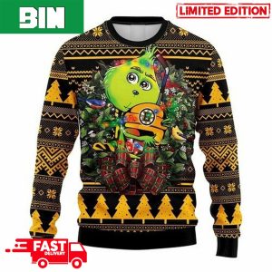 NHL Boston Bruins Grinch Hug 3D Christmas Gift For Holiday 2023 Ugly Sweater For Men And Women