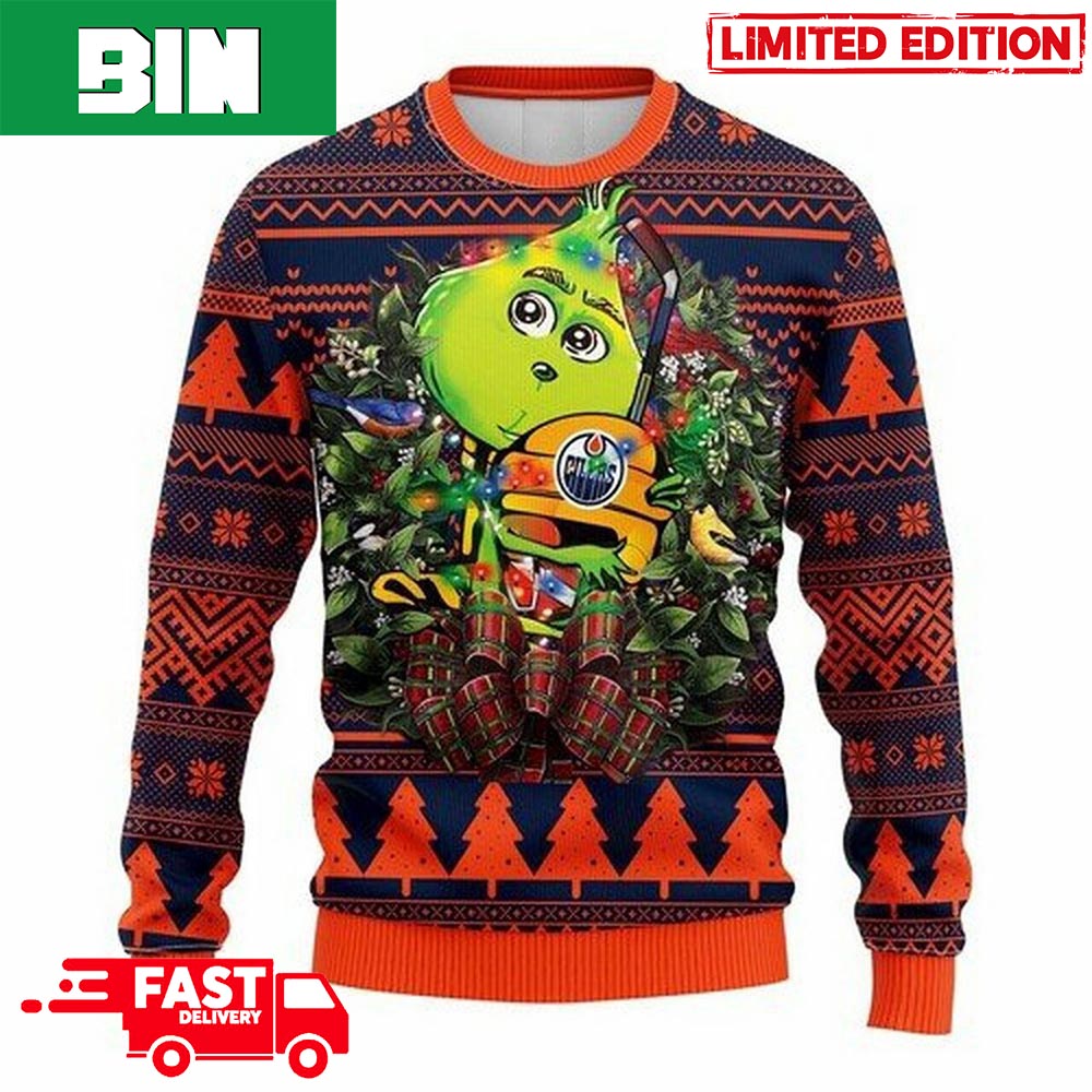 Edmonton Oilers Grinch NHL Ugly Christmas Sweater - LIMITED EDITION