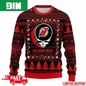 NHL New Jersey Devils Grateful Dead For Holiday 2023 Xmas Gift For Men And Women Funny Ugly Sweater