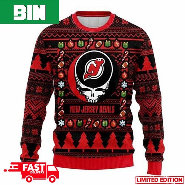 NHL New Jersey Devils Grateful Dead For Holiday 2023 Xmas Gift For Men And Women Funny Ugly Sweater