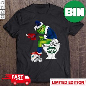 New England Patriots Grinch Sitting On New York Jets Toilet And Step On Miami Dolphins Helmet T-Shirt