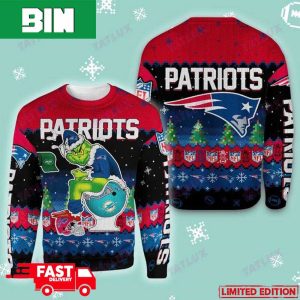 New England Patriots Grinch Toilet 3D NFL 2023 Xmas Gift Ugly Christmas Sweater