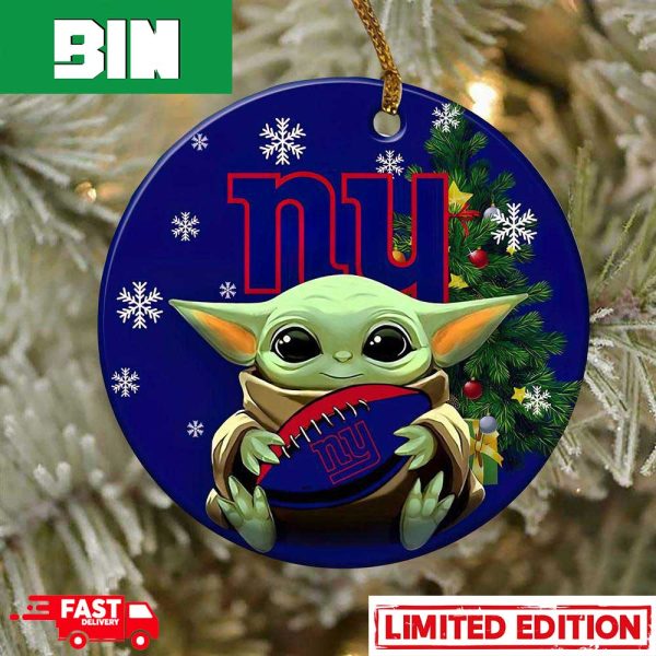 New York Giants Baby Yoda NFL Football 2023 Christmas Tree Decorations Ornament