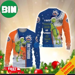 New York Mets MLB Funny Grinch I Hate Morning People Unisex 3D Ugly Christmas Sweater For Men And Women