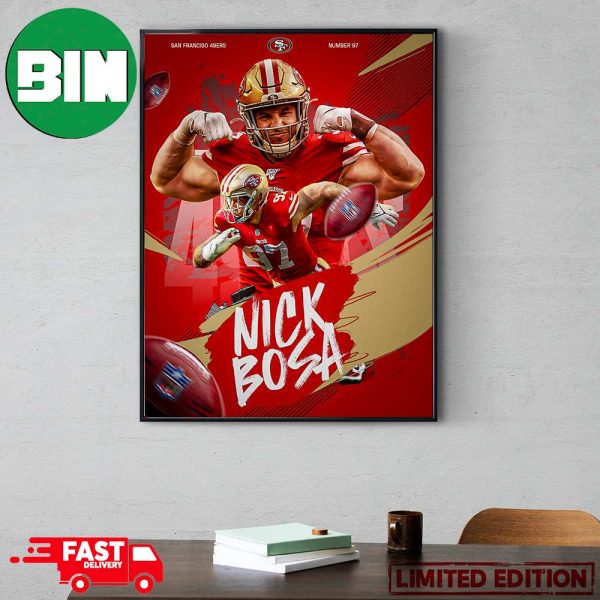 Nick Bosa San Francisco 49ers Number 97 Home Decor Poster Canvas