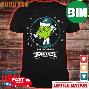 Official I Hate People But I Love My Philadelphia Eagles Grinch Christmas T-Shirt