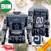 Personalized Name and Number Dallas Cowboys 3D Christmas 2023 Ugly Sweater
