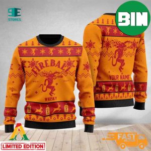 Personalized Name Fireball Ver 2 Ugly Christmas Sweater