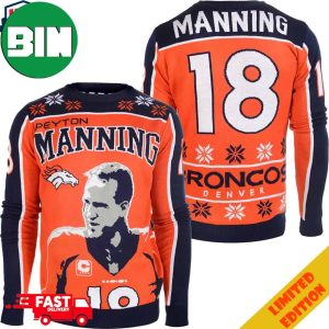 Peyton Manning Number 18 Denver Broncos NFL Player Ugly Sweater For Men And Women