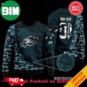 Philadelphia Eagles Woolen NFL Woolen Custom Name Ugly Christmas Sweater 2023 For Men And Women