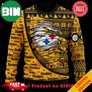 Pittsburgh Steelers NFL Woolen Custom Name Ugly Christmas Sweater 2023 For Men And Women