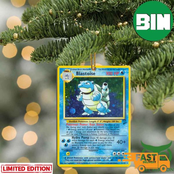 Pokemon Blastoise Rare Card Custom Christmas Gift For Fans Ornament