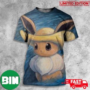 Pokemon Center × Van Gogh Museum Eevee Inspired by Self-Portrait with Straw Hat All Over Print T-Shirt