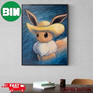 Pokemon Center × Van Gogh Museum Eevee Inspired by Self-Portrait with Straw Hat Home Decor Poster Canvas