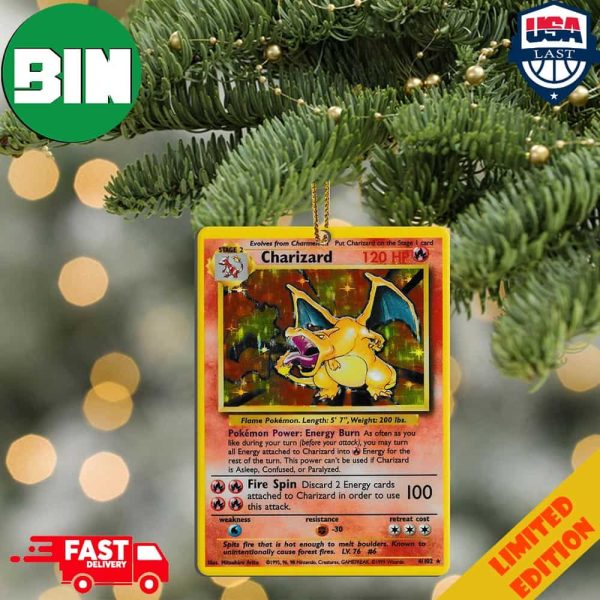 Pokemon Charizard Rare Card Christmas 2023 Holiday Gift Ornament