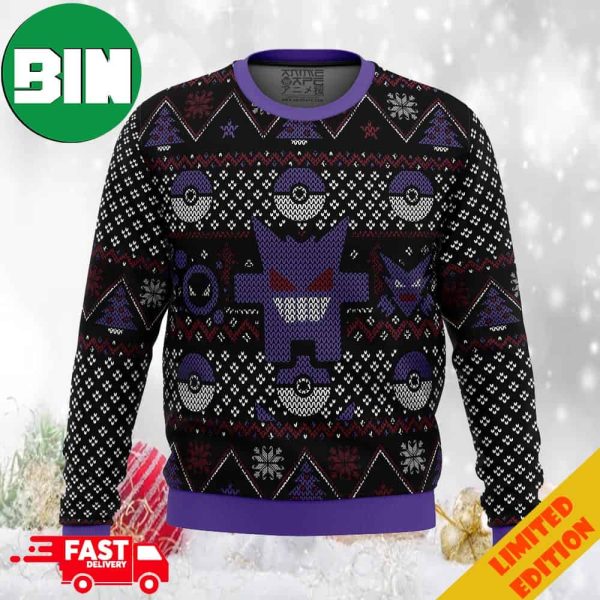 Pokemon Ghosts Gengar Ghastly Haunter Ugly Christmas Sweater 2023 Holiday For Men And Women