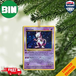 Pokemon Prerelease Mewtwo Rare Card Christmas 2023 Ornament