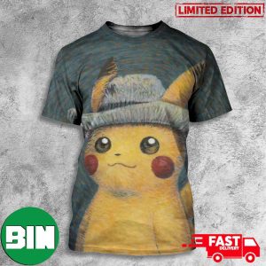 Pokemon x Van Gogh Museum Pikachu Portrait Inspired By Van Gogh Self Portrait 3D T Shirt